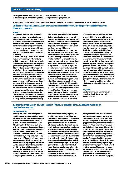 Vorschauseite 3: Collection of vaccination data in the German National Cohort