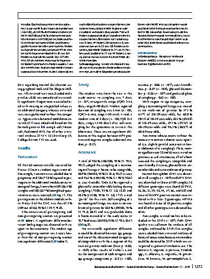 Vorschauseite 4: Feasibility and acceptance of cervicovaginal self-sampling within the German National Cohort (Pretest 2)