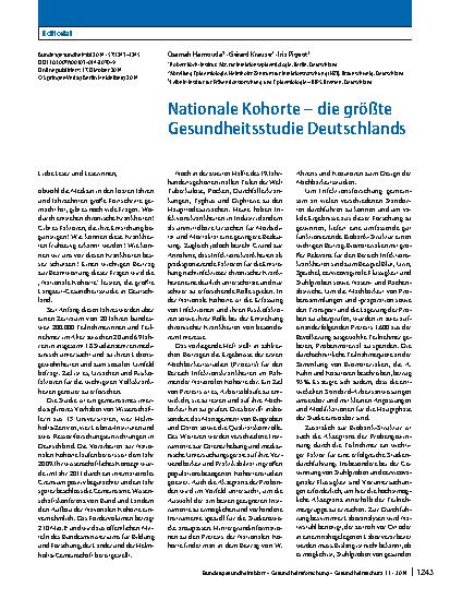 Vorschauseite 1: Nationale Kohorte – die größte Gesundheitsstudie Deutschlands