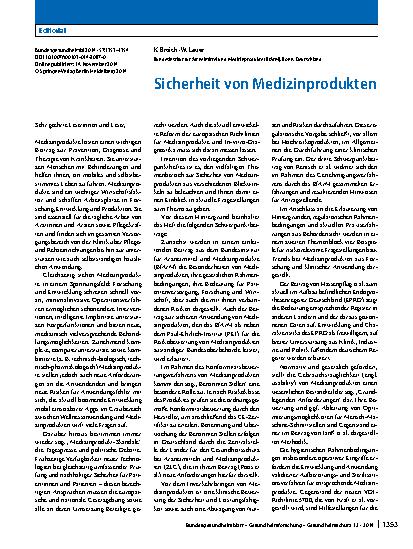 Vorschauseite 1: Sicherheit von Medizinprodukten