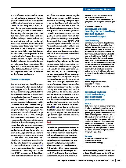 Vorschauseite 3: Biomaterialbanken als Grundlage für die Entwicklung genetisch basierter Präventionskonzepte
