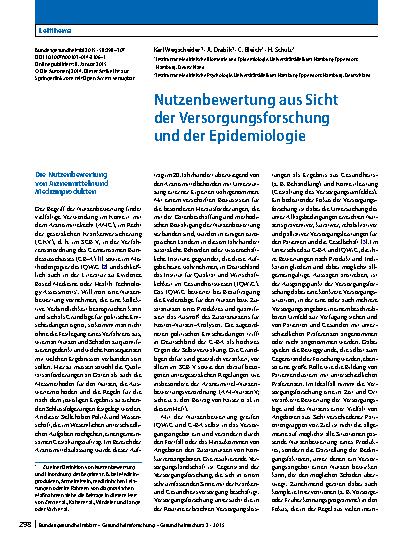 Vorschauseite 1: Nutzenbewertung aus Sicht der Versorgungsforschung und der Epidemiologie