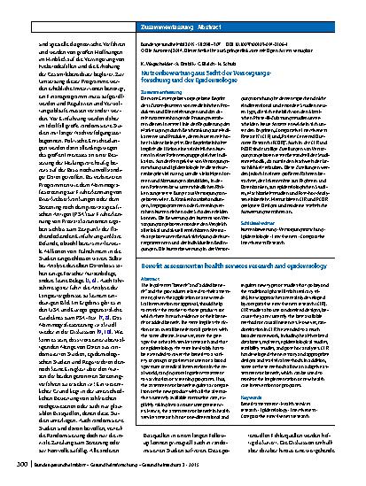 Vorschauseite 3: Nutzenbewertung aus Sicht der Versorgungsforschung und der Epidemiologie