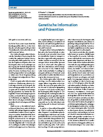 Vorschauseite 1: Genetische Information und Prävention