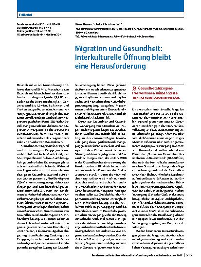 Vorschauseite 1: Migration und Gesundheit: Interkulturelle Öffnung bleibt eine Herausforderung