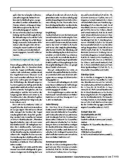 Vorschauseite 3: Empfehlung der Kommission Umweltmedizin am Robert Koch-Institut zu Moderne Lichtquellen