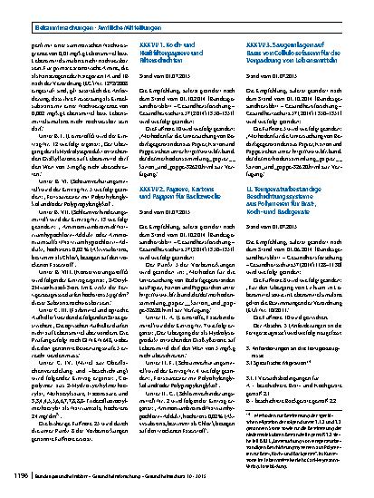 Vorschauseite 2: Gesundheitliche Beurteilung von Materialien und Gegenständen für den Lebensmittelkontakt im Rahmen des Lebensmittelund Futtermittelgesetzbuches