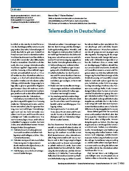 Vorschauseite 1: Telemedizin in Deutschland