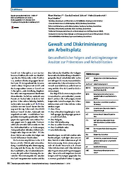 Vorschauseite 1: Gewalt und Diskriminierung am Arbeitsplatz