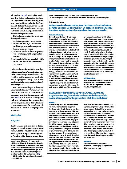 Vorschauseite 3: Evaluation des Theaterstücks „Trau dich! Ein starkes Stück über Gefühle, Grenzen und Vertrauen“ im Rahmen der bundesweiten Initiative zur Prävention des sexuellen Kindesmissbrauchs