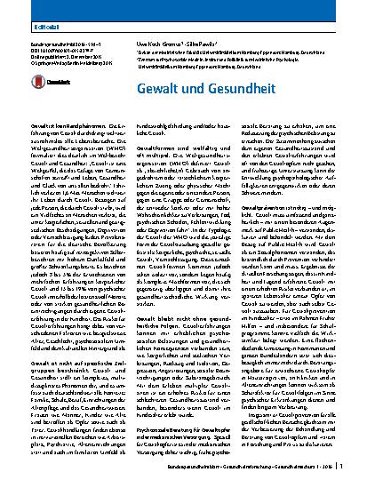 Vorschauseite 1: Gewalt und Gesundheit