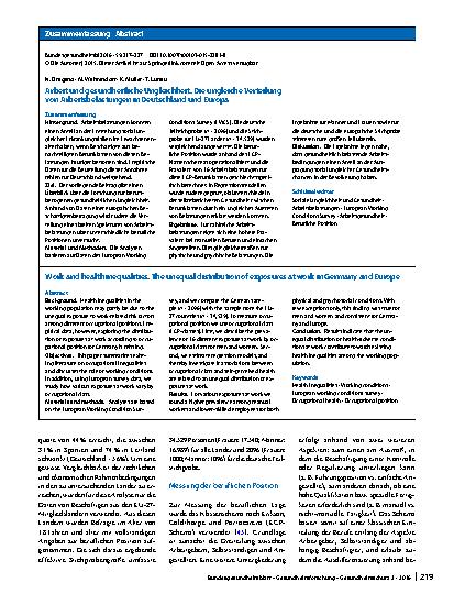 Vorschauseite 3: Arbeit und gesundheitliche Ungleichheit