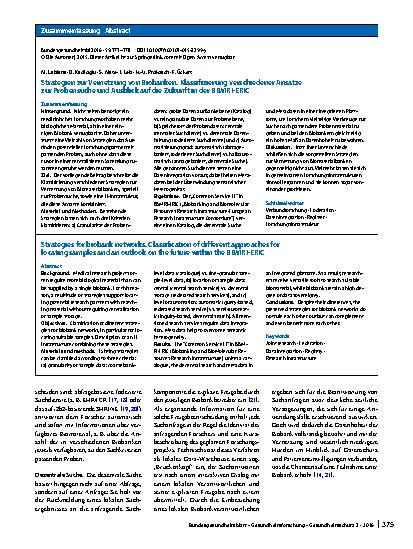 Vorschauseite 3: Strategien zur Vernetzung von Biobanken
