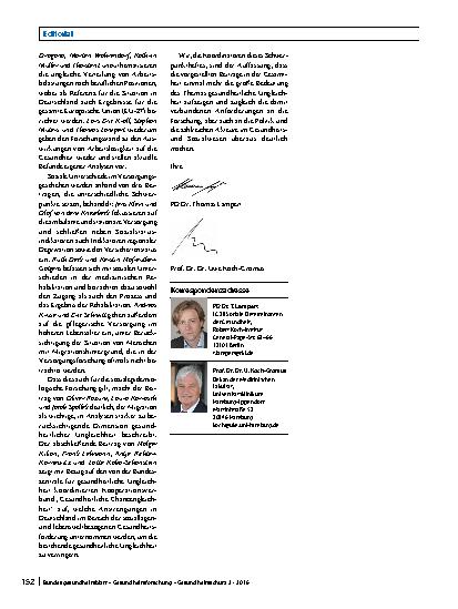 Vorschauseite 2: Soziale Ungleichheit und Gesundheit
