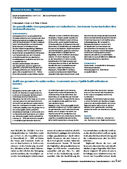 Vorschauseite 3: Die gesundheitliche Versorgungssituation von Asylsuchenden