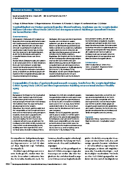 Vorschauseite 3: Vergleichbarkeit von Studien epidemiologischer Alternsforschung