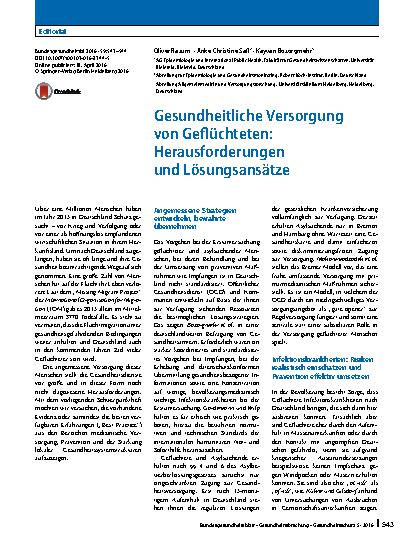 Vorschauseite 1: Gesundheitliche Versorgung von Geflüchteten: Herausforderungen und Lösungsansätze