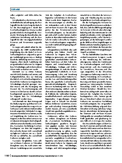 Vorschauseite 2: Empfehlung zum Kapazitätsumfang für die Betreuung von Krankenhäusern und anderen medizinischen Einrichtungen durch Krankenhaushygieniker/innen
