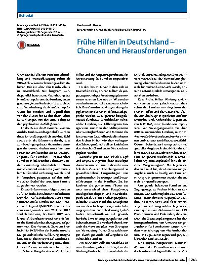 Vorschauseite 1: Frühe Hilfen in Deutschland – Chancen und Herausforderungen