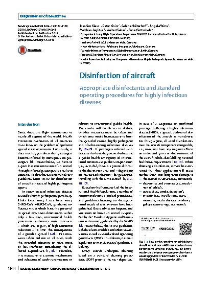 Vorschauseite 1: Disinfection of aircraft