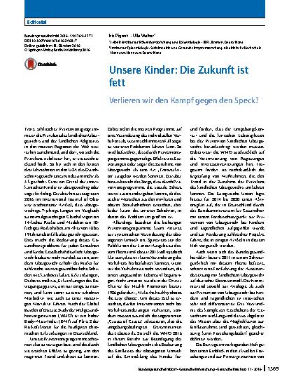 Vorschauseite 1: Unsere Kinder: Die Zukunft ist fett