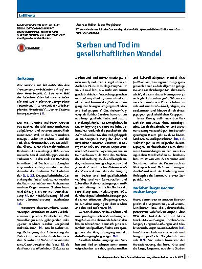 Vorschauseite 1: Sterben und Tod im gesellschaftlichen Wandel