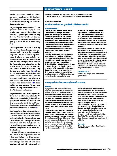 Vorschauseite 3: Sterben und Tod im gesellschaftlichen Wandel