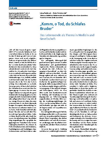 Vorschauseite 1: „Komm, o Tod, du Schlafes Bruder“
