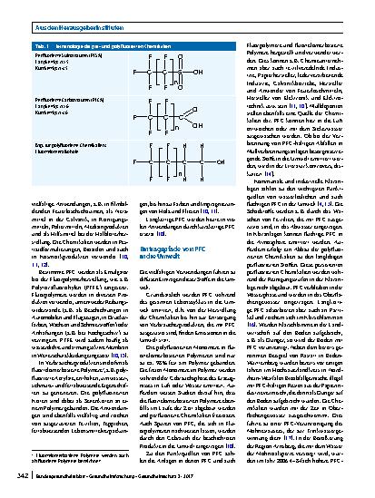 Vorschauseite 2: Mitteilungen des Umweltbundesamtes zu perund polyfluorierten Chemikalien (PFC) in Trinkwasser