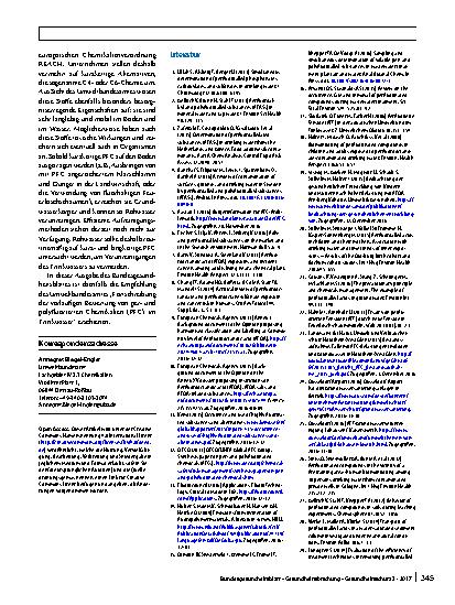 Vorschauseite 5: Mitteilungen des Umweltbundesamtes zu perund polyfluorierten Chemikalien (PFC) in Trinkwasser