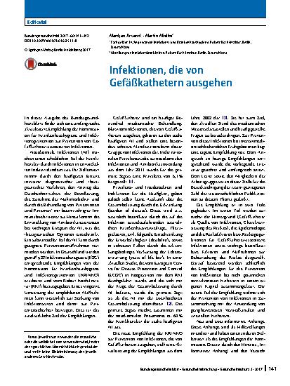 Vorschauseite 1: Infektionen, die von Gefäßkathetern ausgehen