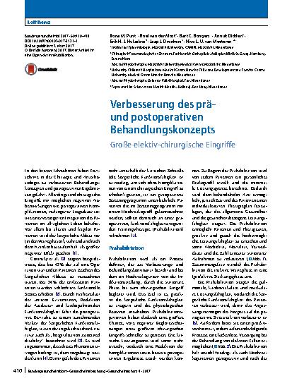 Vorschauseite 1: Verbesserung des präund postoperativen Behandlungskonzepts