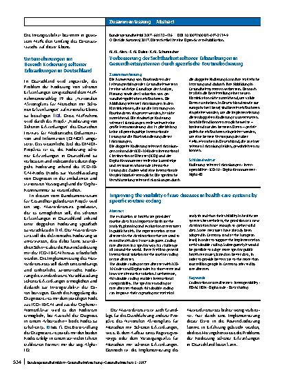 Vorschauseite 3: Verbesserung der Sichtbarkeit seltener Erkrankungen in Gesundheitssystemen durch spezifische Routinekodierung
