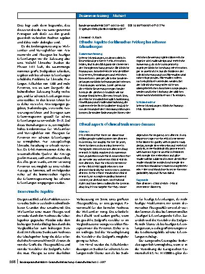 Vorschauseite 3: Ethische Aspekte der klinischen Prüfung bei seltenen Erkrankungen