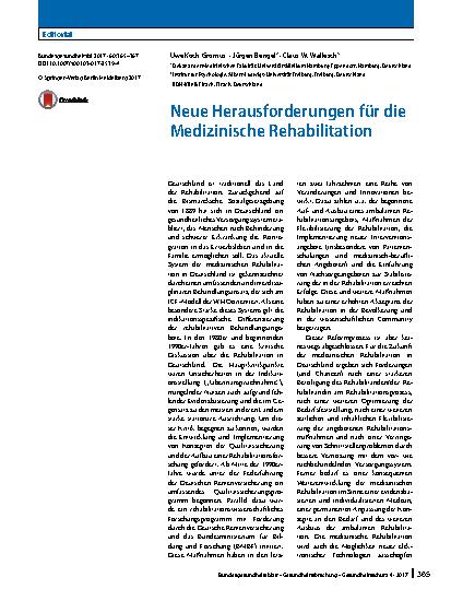Vorschauseite 1: Neue Herausforderungen für die Medizinische Rehabilitation