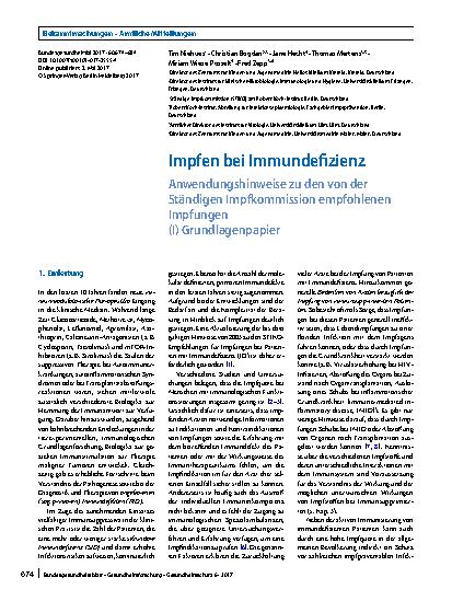 Vorschauseite 1: Impfen bei Immundefizienz