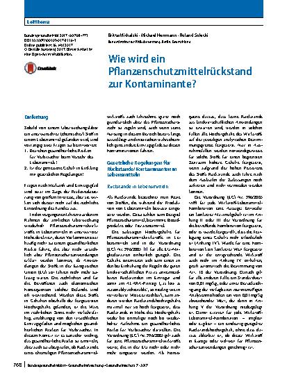 Vorschauseite 1: Wie wird ein Pflanzenschutzmittelrückstand zur Kontaminante?