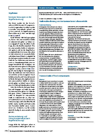 Vorschauseite 3: Risikowahrnehmung von Kontaminanten in Lebensmitteln