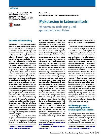 Vorschauseite 1: Mykotoxine in Lebensmitteln
