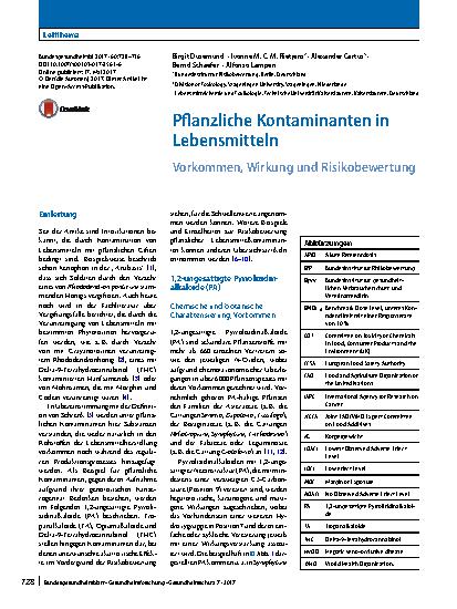 Vorschauseite 1: Pflanzliche Kontaminanten in Lebensmitteln