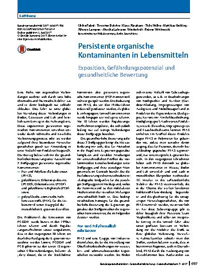 Vorschauseite 1: Persistente organische Kontaminanten in Lebensmitteln