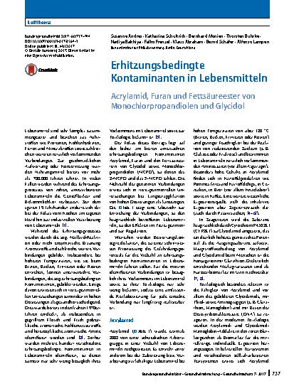 Vorschauseite 1: Erhitzungsbedingte Kontaminanten in Lebensmitteln