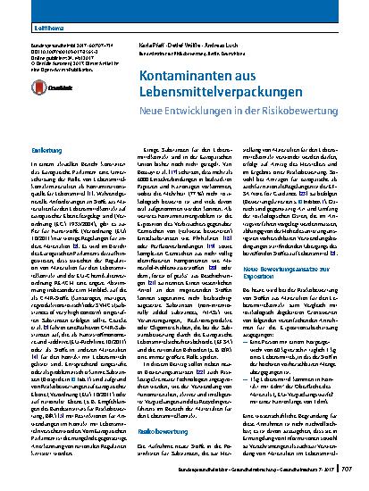 Vorschauseite 1: Kontaminanten aus Lebensmittelverpackungen