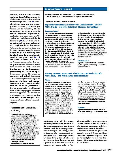 Vorschauseite 3: Expositionsschätzung von Stoffen in Lebensmitteln