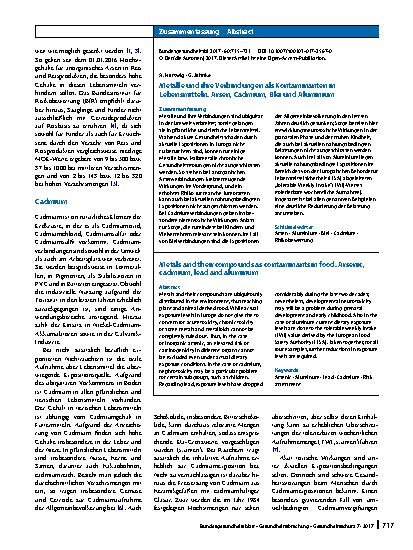 Vorschauseite 3: Metalle und ihre Verbindungen als Kontaminanten in Lebensmitteln
