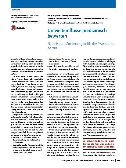 Vorschauseite 1: Umwelteinflüsse medizinisch bewerten