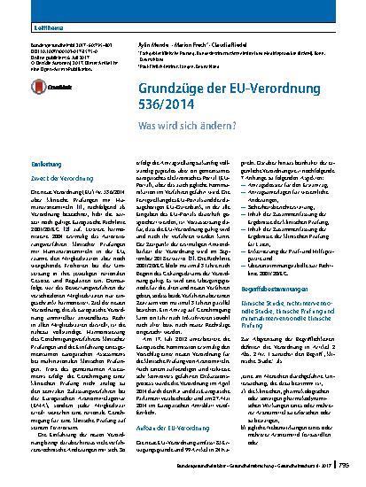 Vorschauseite 1: Grundzüge der EU-Verordnung 536/2014