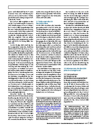 Vorschauseite 2: Format für die Berichterstattung der zuständigen obersten Landesbehörden an das Bundesministerium für Gesundheit/Umweltbundesamt gemäß Richtlinie 98/83/EG und Trinkwasserverordnung