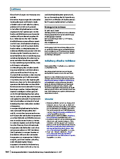 Vorschauseite 5: Vorbereitungsstand zur EU Verordnung 536/2014 in den Mitgliedstaaten
