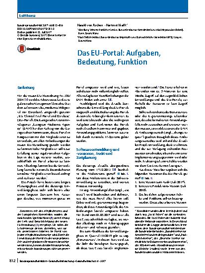 Vorschauseite 1: Das EU-Portal: Aufgaben, Bedeutung, Funktion